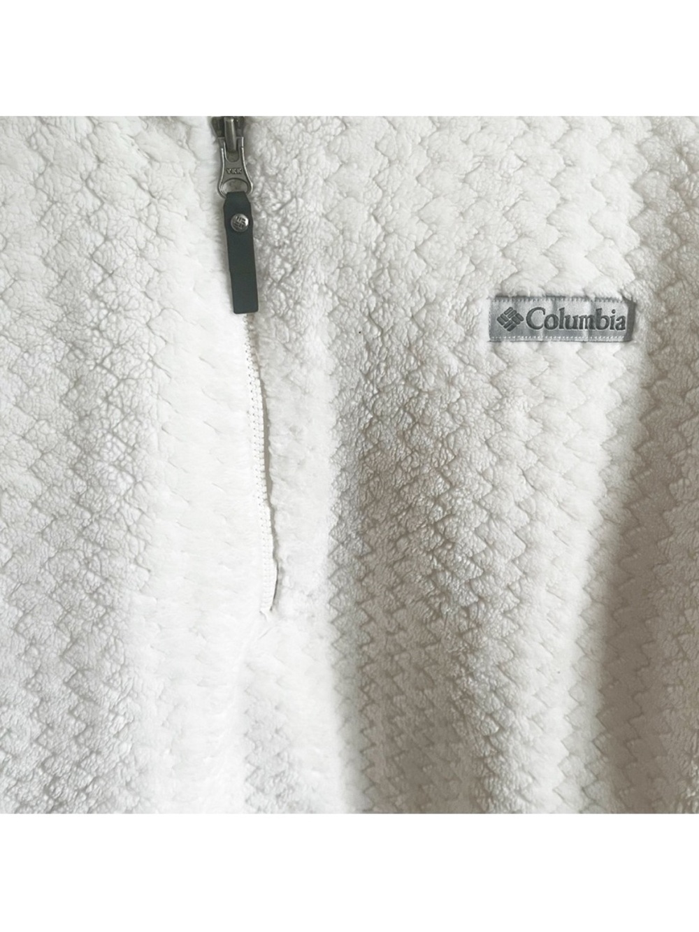 Columbia Pire Side Sherpa white 1/4 zip pullover fleece pockets soft - Picture 5 of 9
